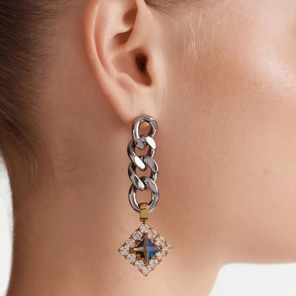 Mimco Space Dust Drop Earrings Gold/Silver + Dust Bag
