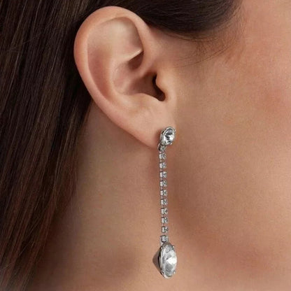 Mimco Sparkle Drop Earrings Silver + Dust Bag