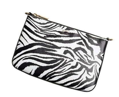 Mimco Classico Shoulder Bag - Black Zebra With Leather Strap