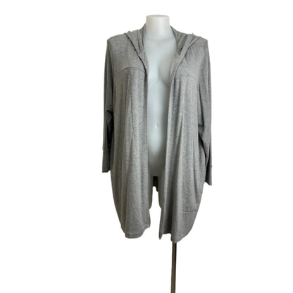 Autograph Long Grey Soft Jersey Hooded Open Jacket Size 22