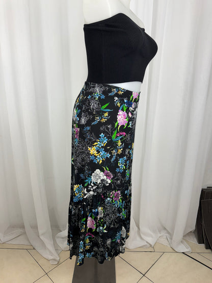 Rockmans Black Floral Spanish-Inspired Skirt Size 16