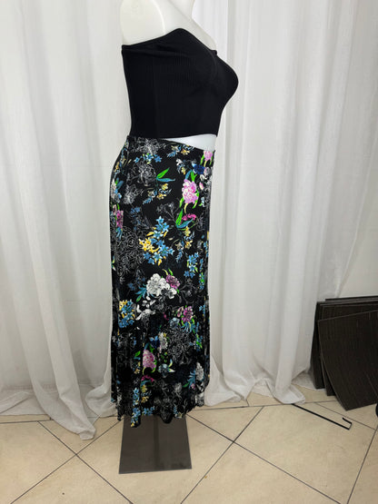 Rockmans Black Floral Spanish-Inspired Skirt Size 16