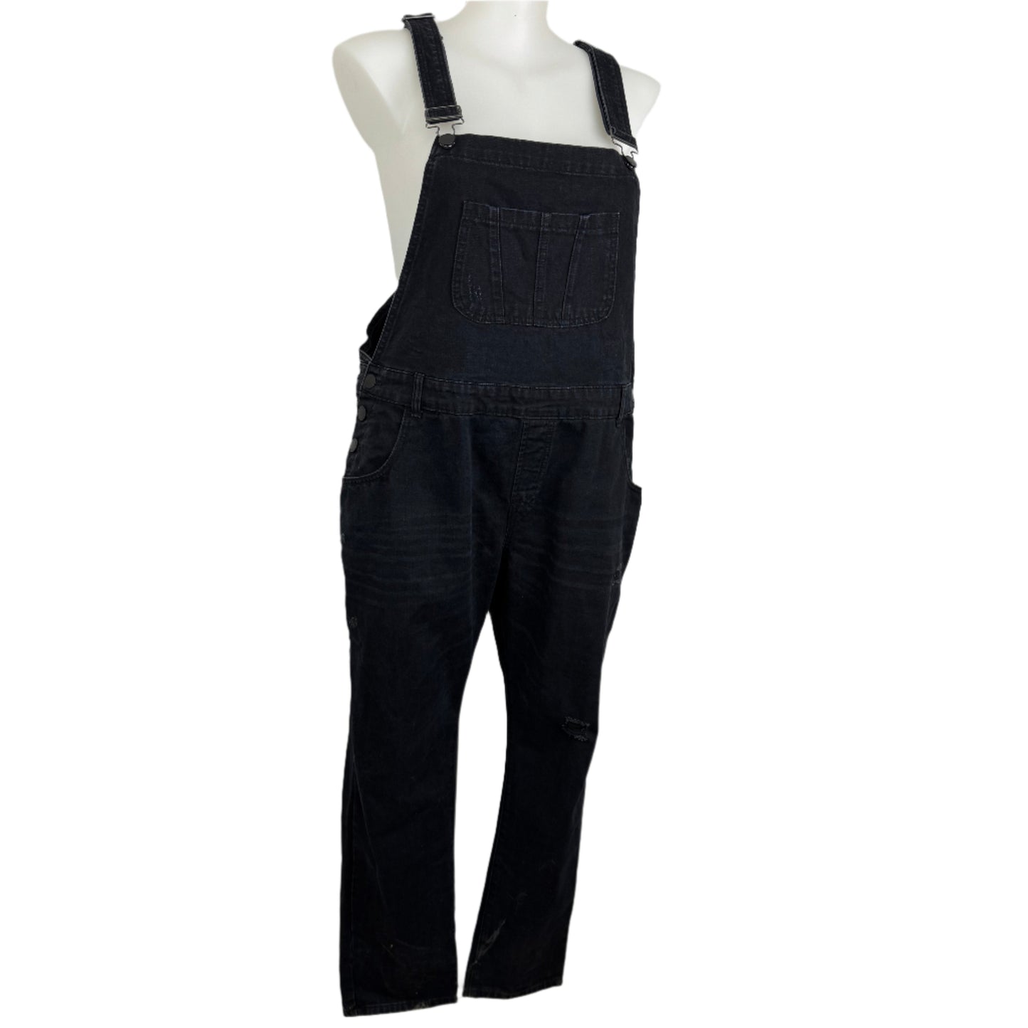 City Chic Distressed Cotton Denim Overalls Size 18