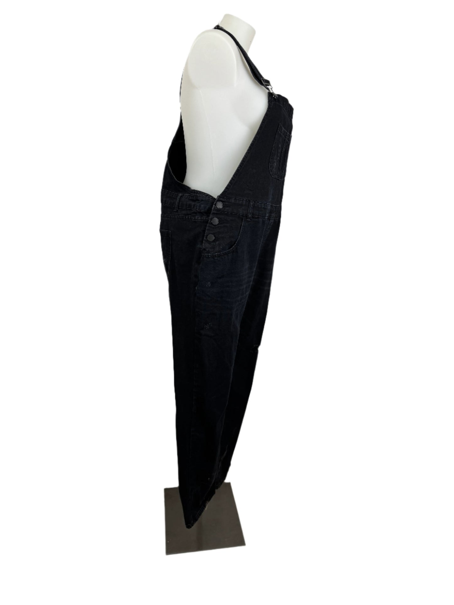 City Chic Distressed Cotton Denim Overalls Size 18