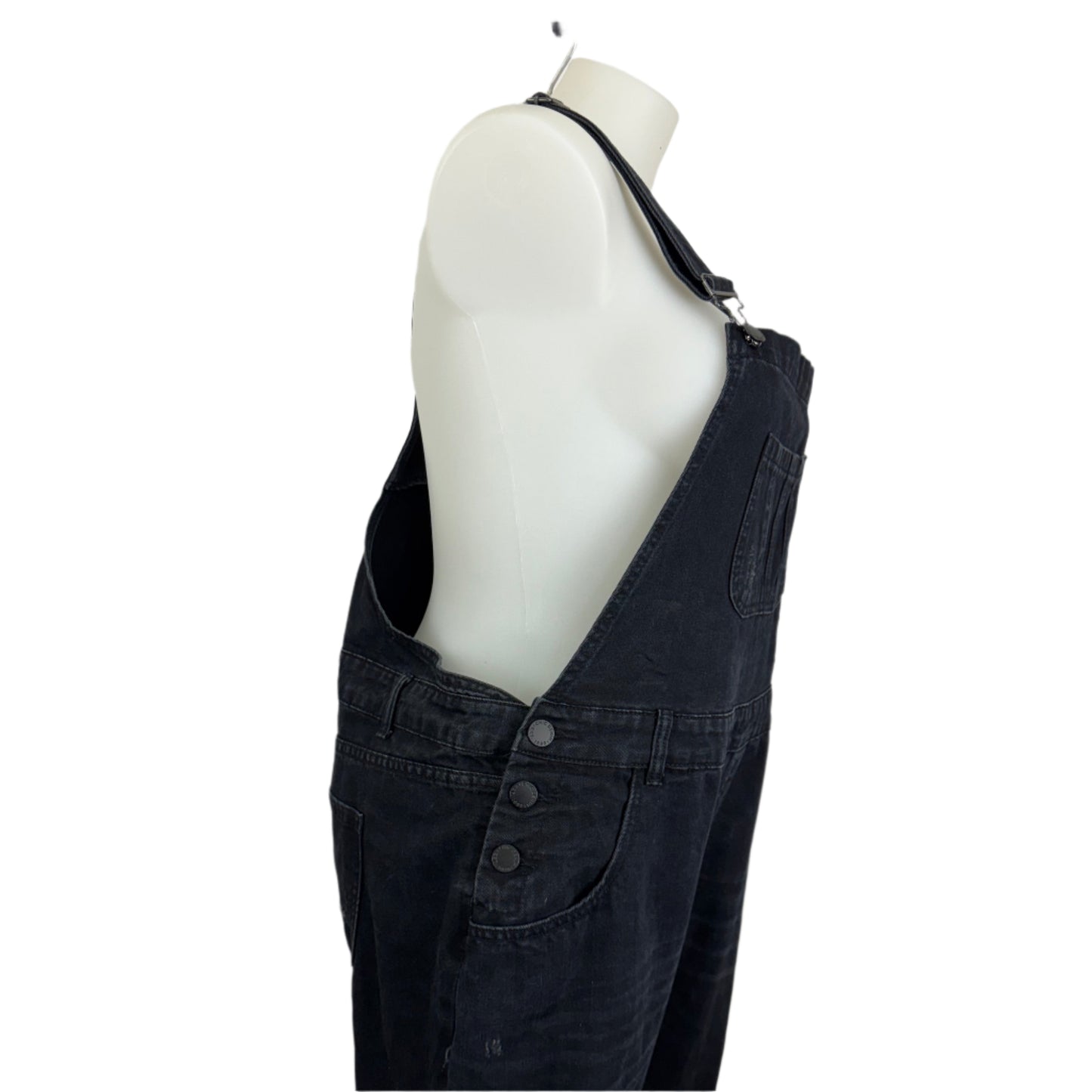 City Chic Distressed Cotton Denim Overalls Size 18