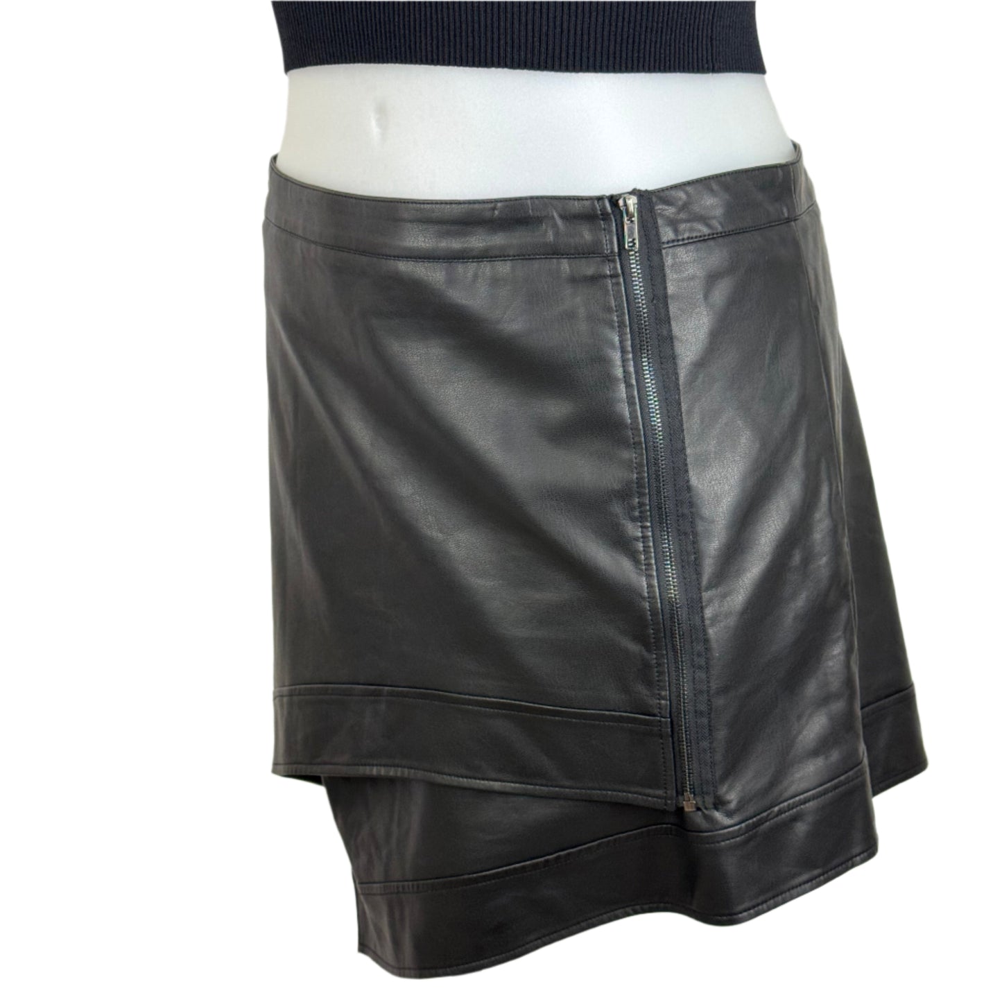 Pink Dusk Faux Leather Asym Mini Skirt Size 20