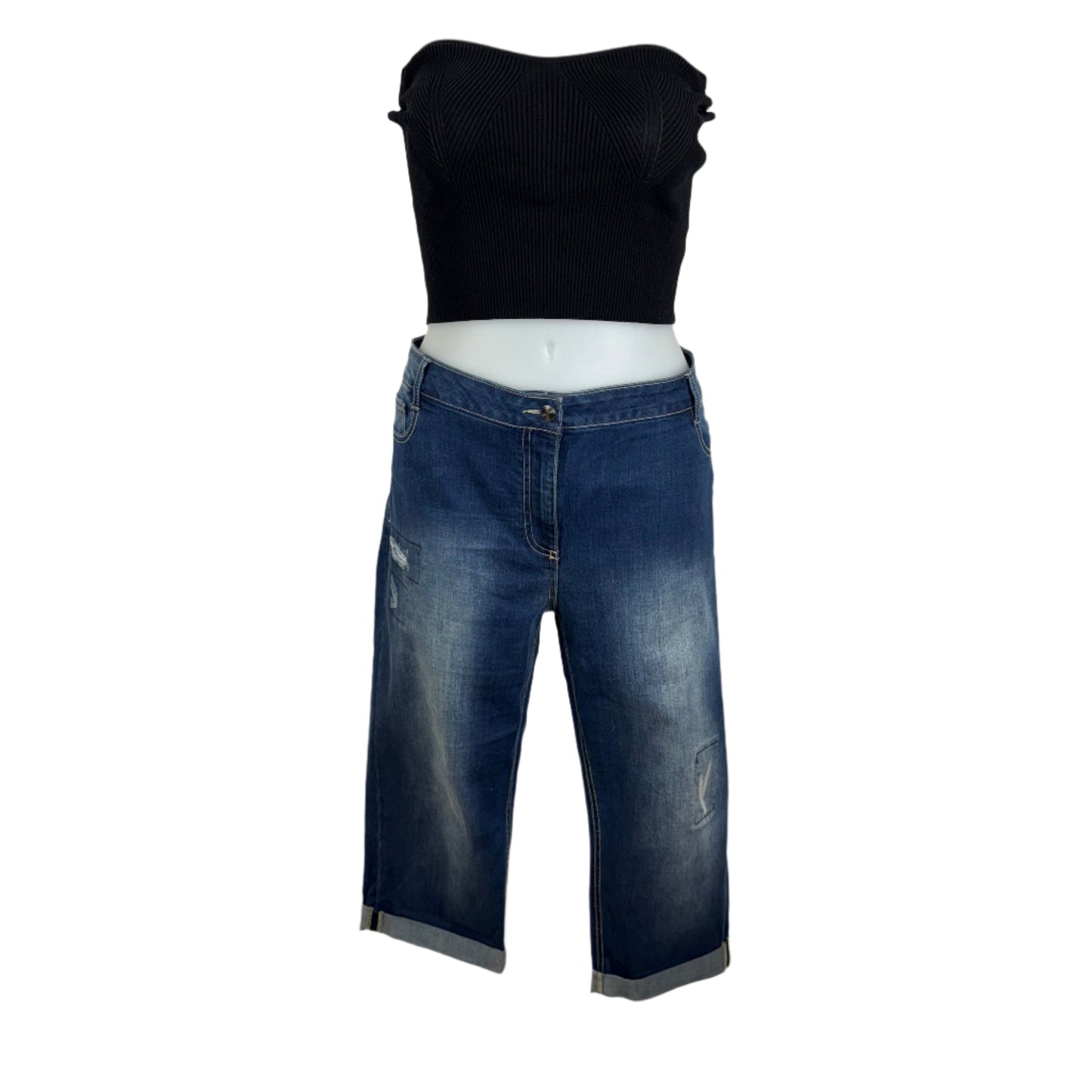 Virtuelle Denim Stretch Distressed Cropped Jeans Size 20