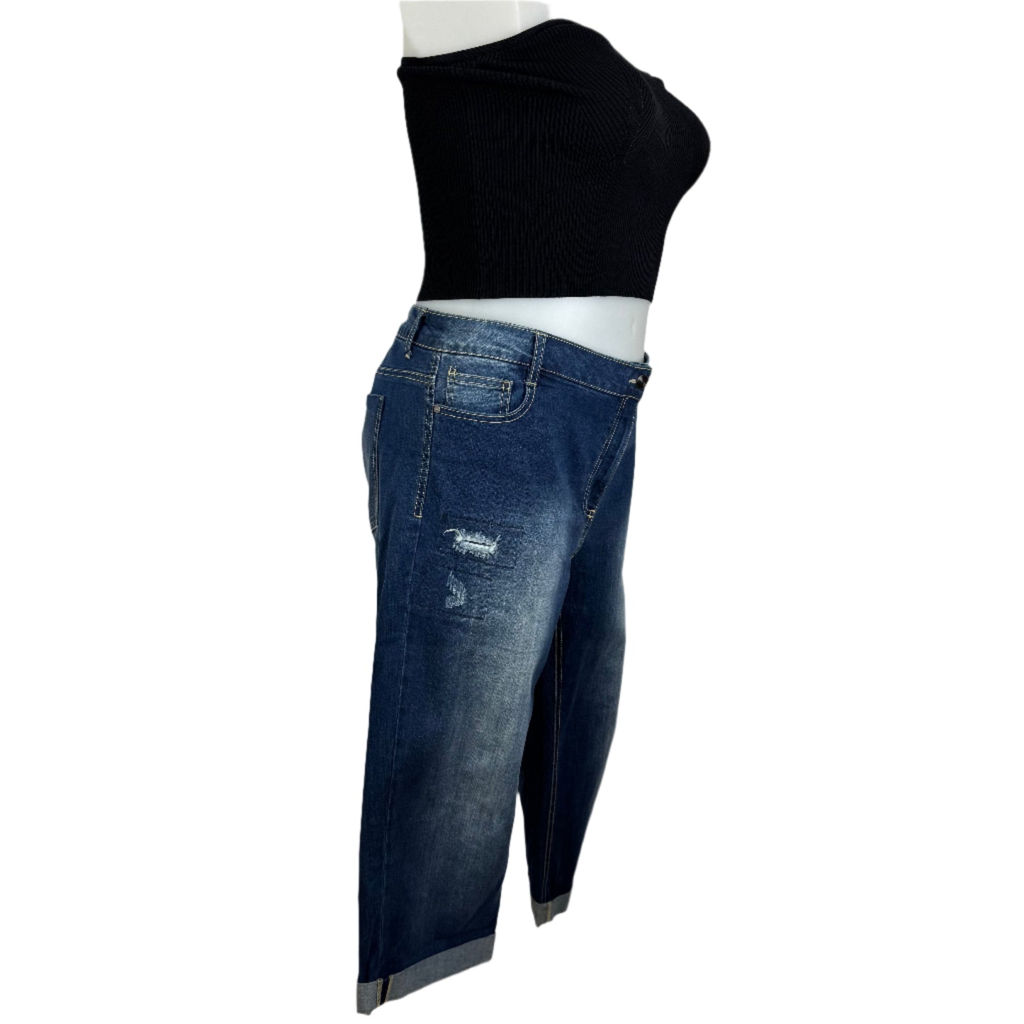 Virtuelle Denim Stretch Distressed Cropped Jeans Size 20