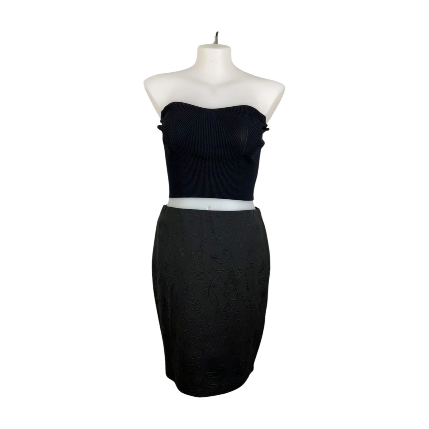 Avella Black Stretch Skirt – Fleur De Lis Print Size 18