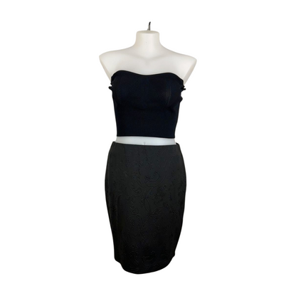 Avella Black Stretch Skirt – Fleur De Lis Print Size 18
