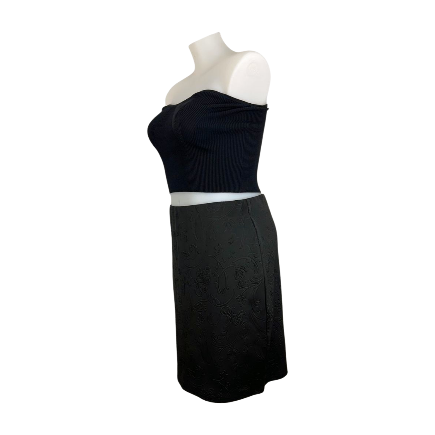 Avella Black Stretch Skirt – Fleur De Lis Print Size 18