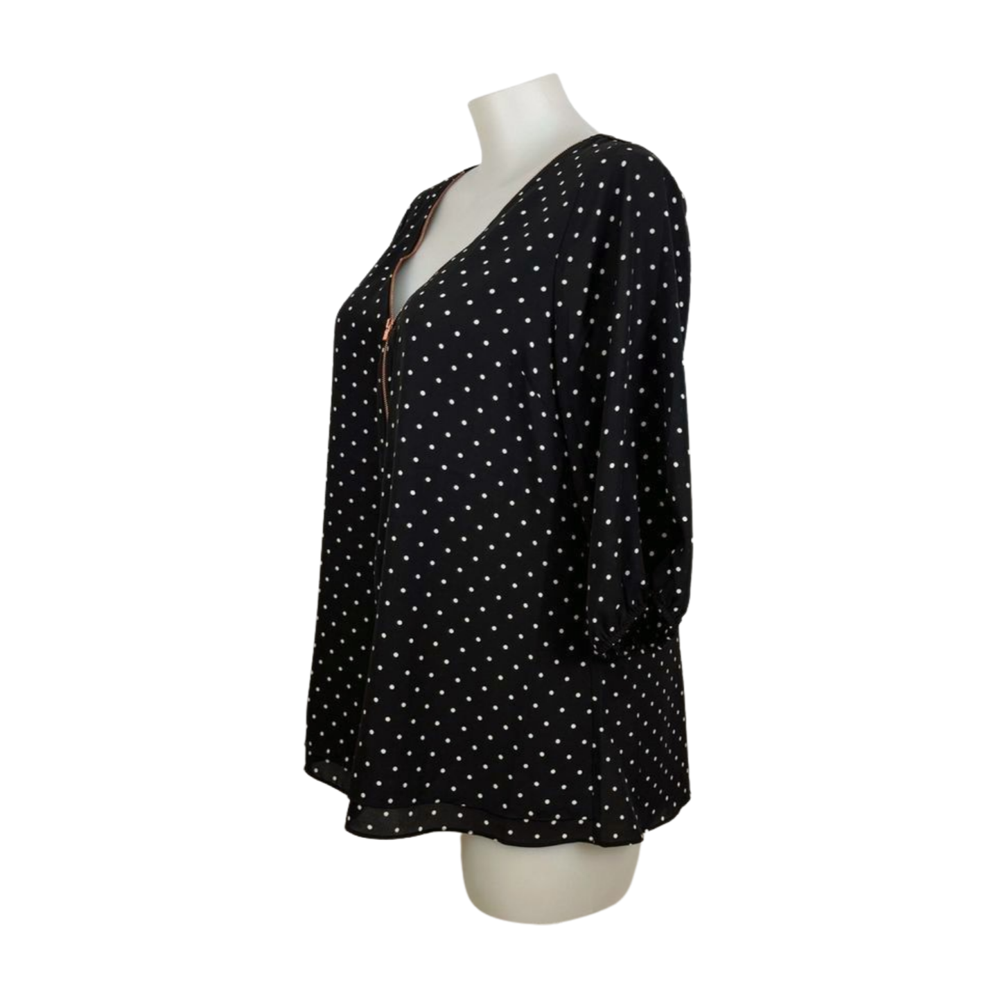 City Chic Polkadot Mono Zip-Front Top Size 18