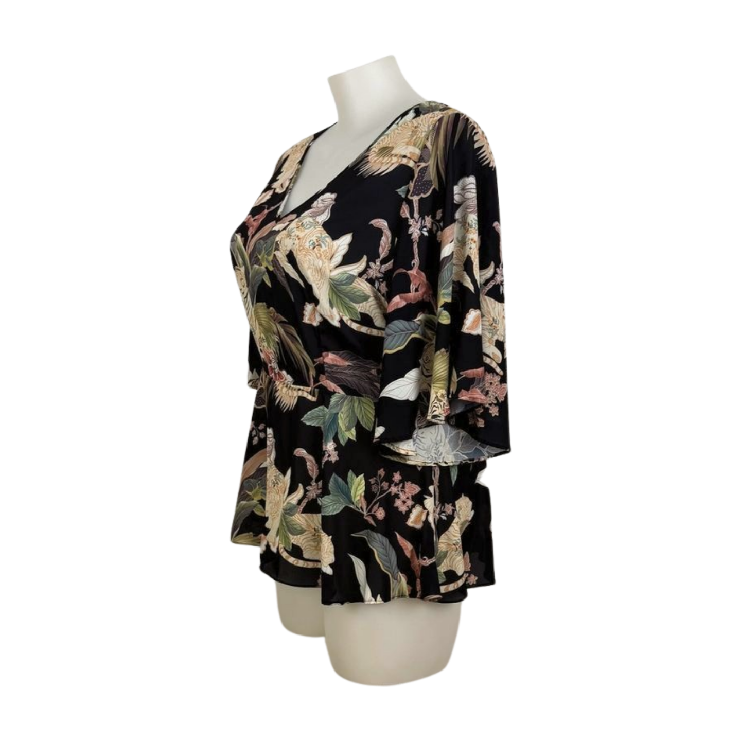 City Chic Safari Print Flutter Sleeve Peplum Top Size 16