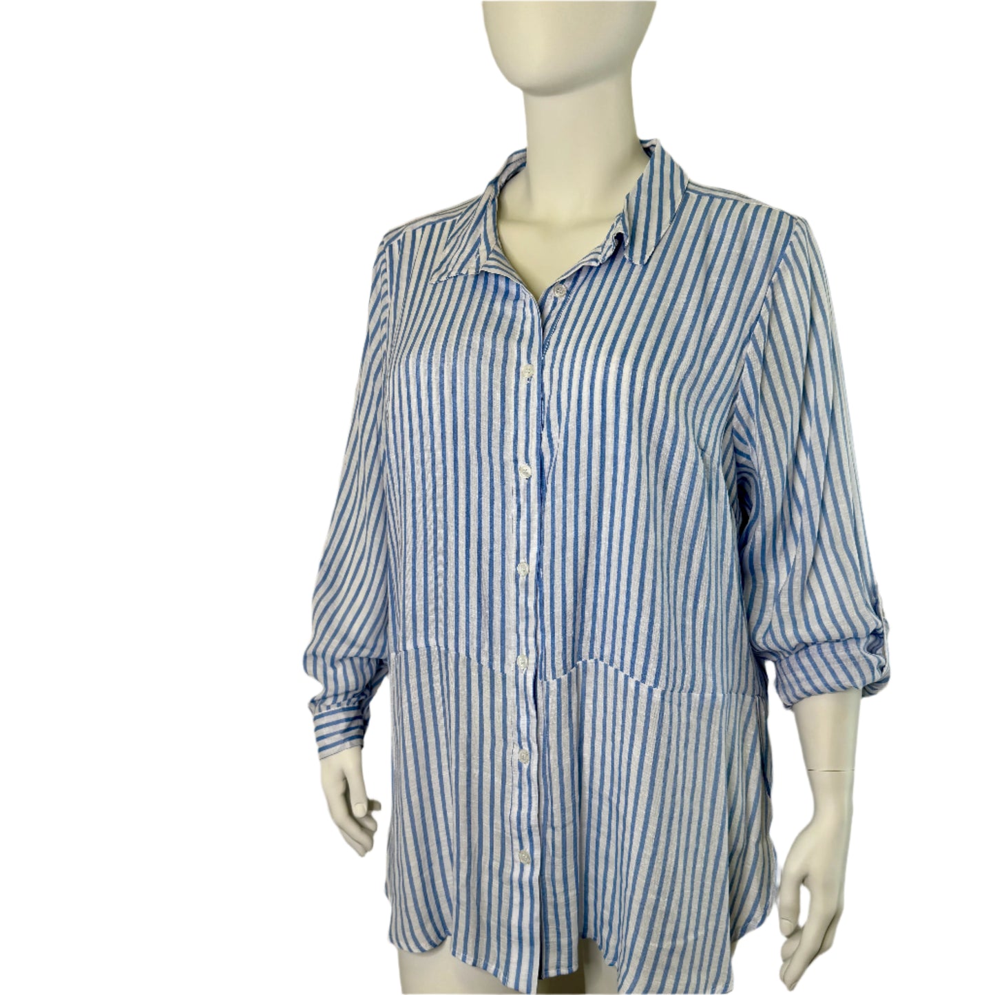 Autograph Striped Slub Double Layer Shirt - Size 24 Brand New