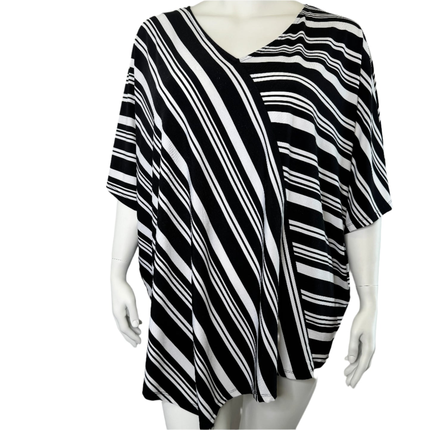 Autograph Striped Asymmetrical Batwing Tunic – Size 24