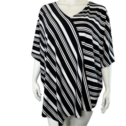 Autograph Striped Asymmetrical Batwing Tunic – Size 24