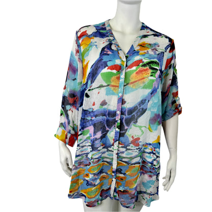 Yarra Trail Sheer Button-Up Sleeve Blouse - Size 24