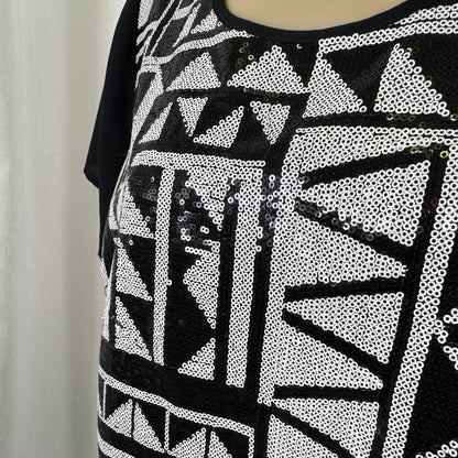 Jacqui E Geometric Print Short Sleeve Top -  Size 16