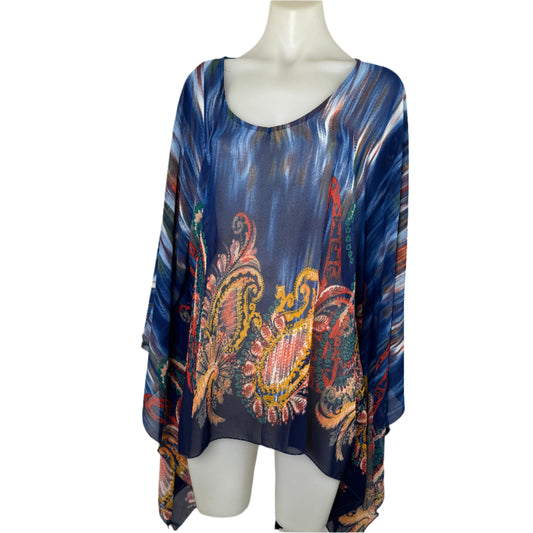 Batwing Sheer Pattern Mini Kaftan by Crossroads - Size 14