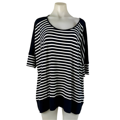 Taking Shape Black & White Striped Top - Size 14