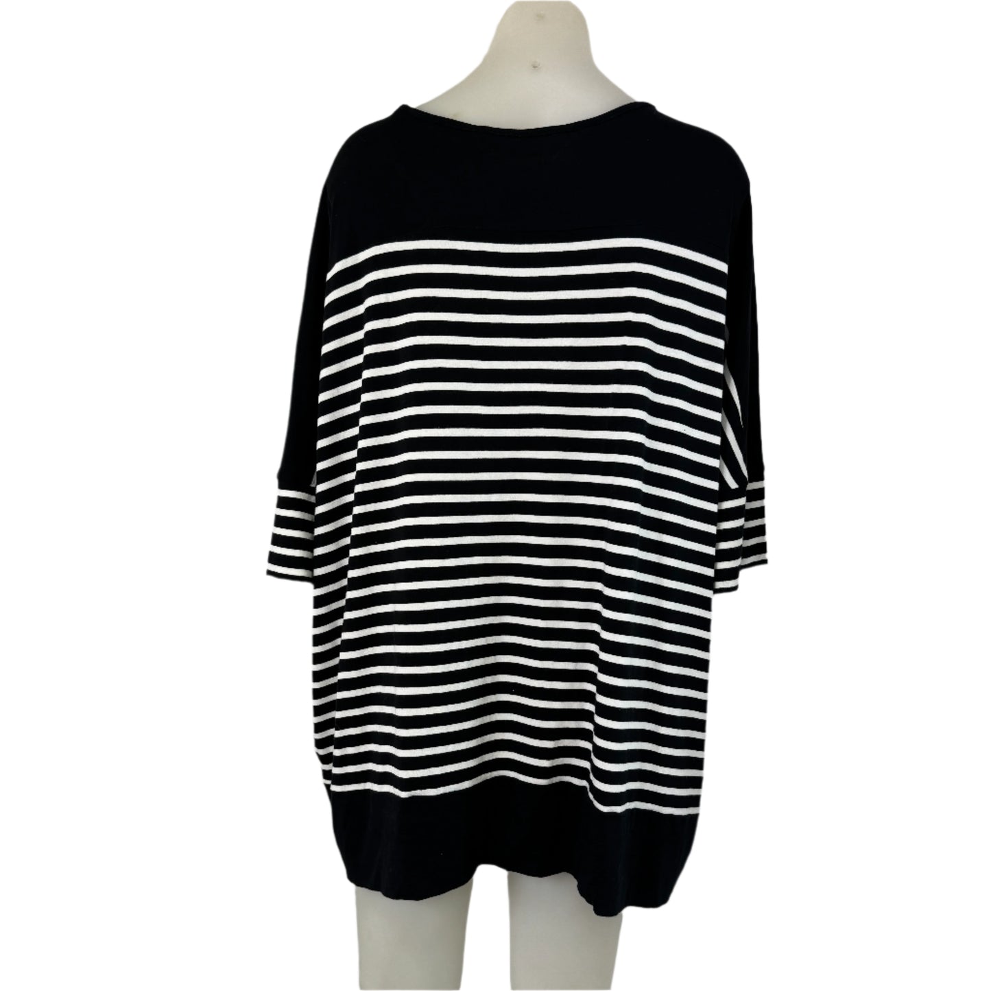 Taking Shape Black & White Striped Top - Size 14