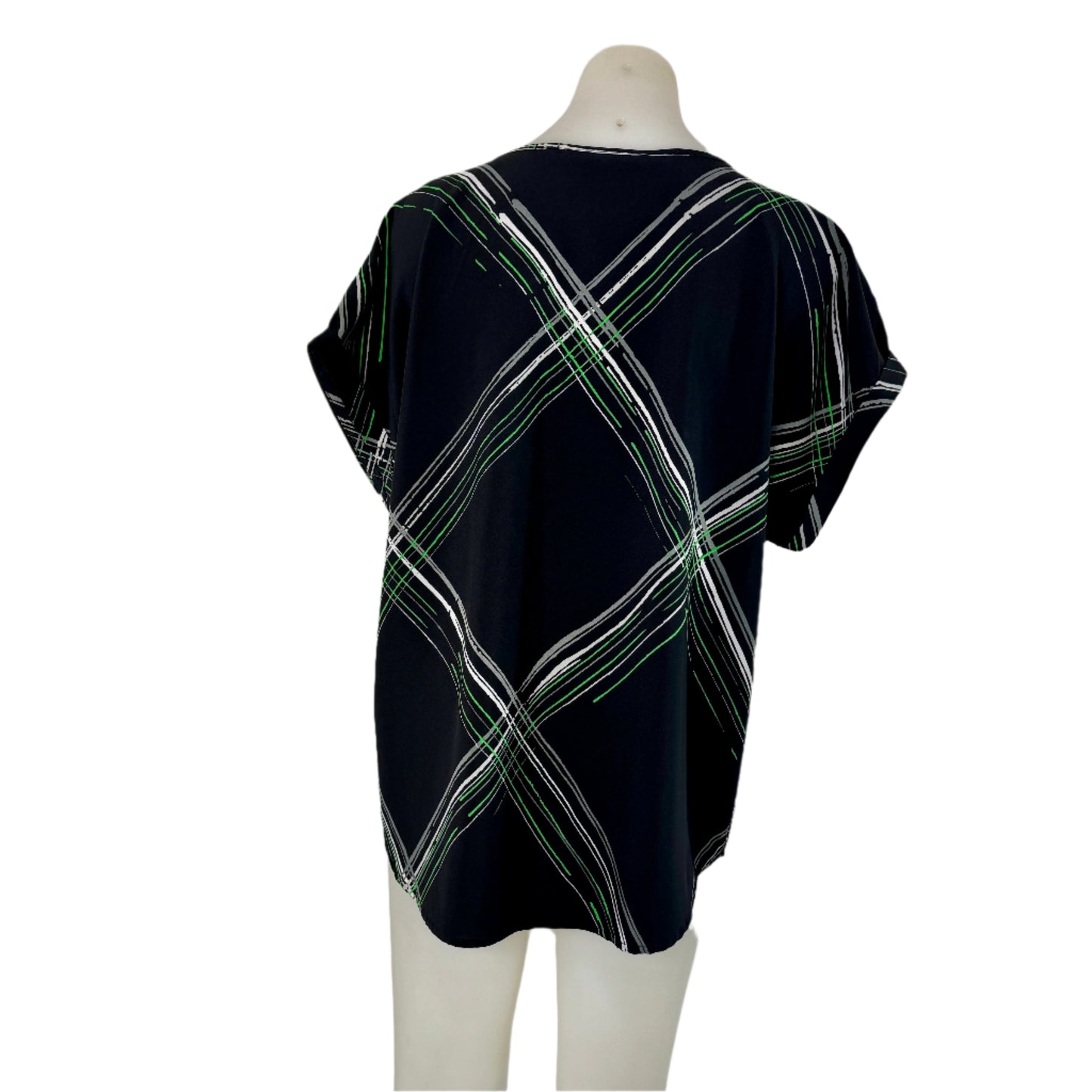 Givoni Scoop Hem Black Pattern Top - Size 14