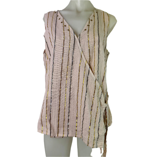 Table Eight Sleeveless Crossover Metallic Detail Waist Tie Top – Size 14