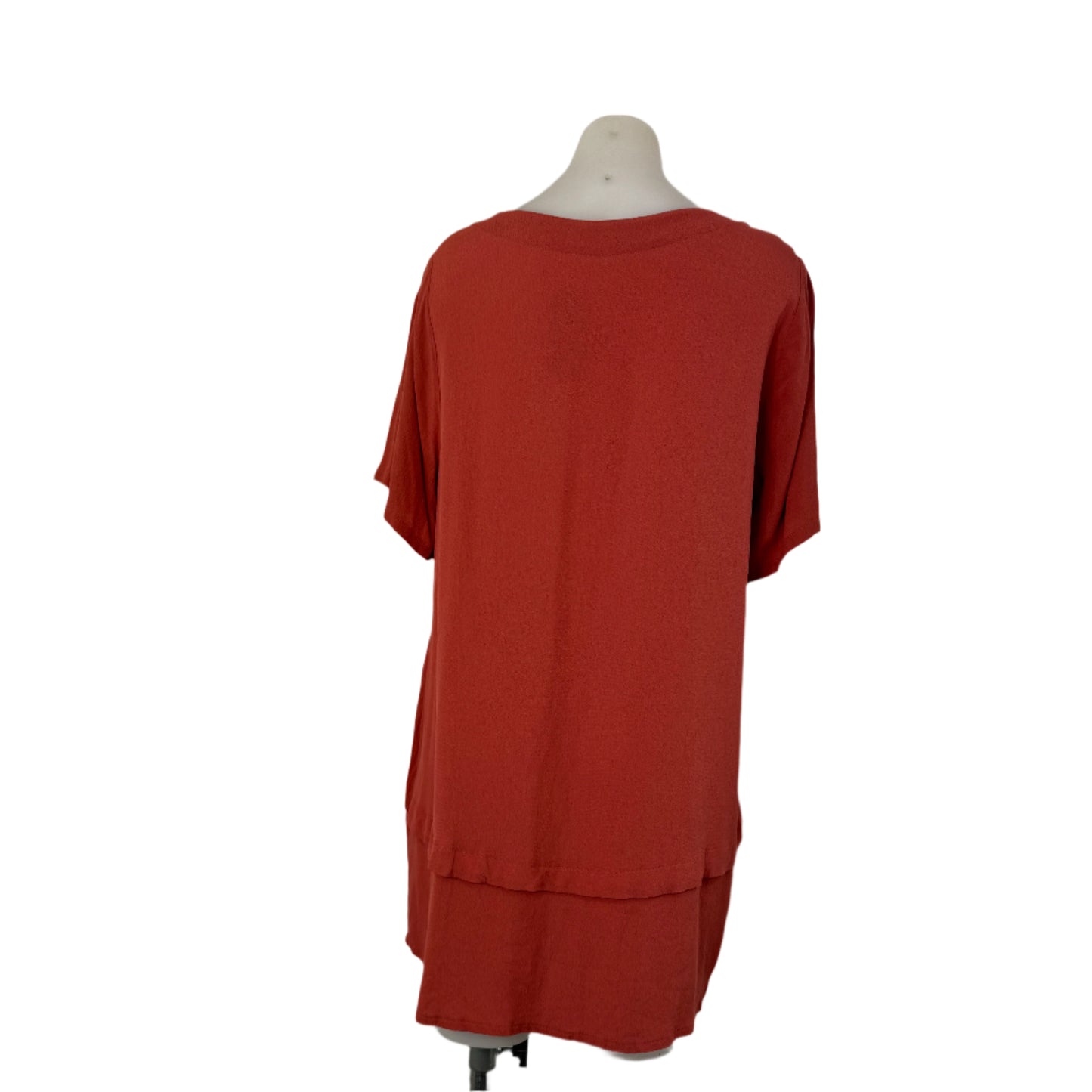 Virtuelle Short Sleeve Rust Tier Top - Size 14