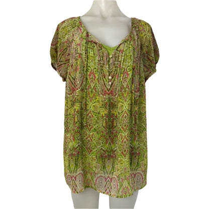 Liz Claiborne Sheer Printed Overlay with Green Tank - Size 18