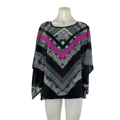 Style & Co Sheer Batwing Sleeve Top with Black Tank - Size 18