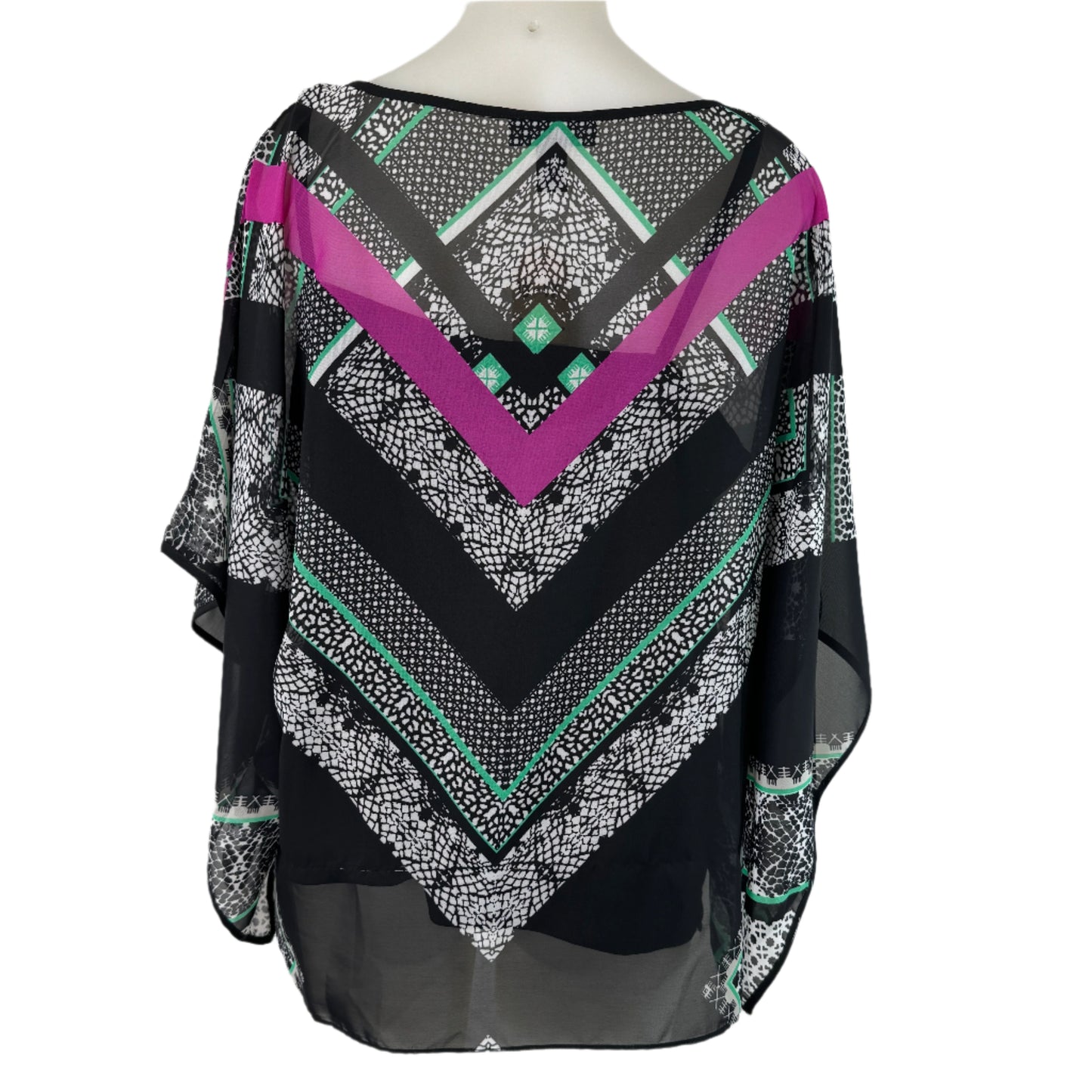 Style & Co Sheer Batwing Sleeve Top with Black Tank - Size 18