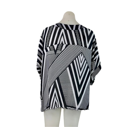Worthington Black and White Print Draped Crossover Top – Size 18