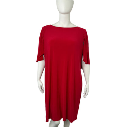 Nina Leonard Red Stretch Cape Sleeve Overlay Dress – Size 24