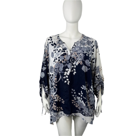 Autograph Full Ruched Tie Sleeve Floral Print Tunic/Blouse - Size 22
