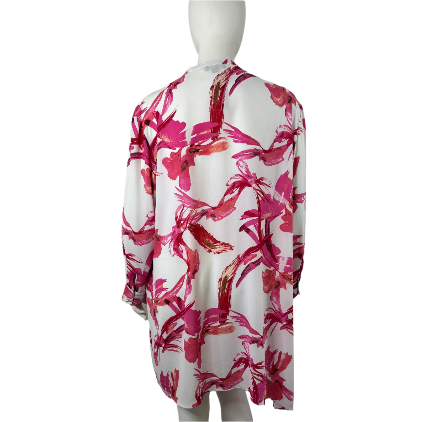 Bold Flower Print Hi-Lo Hem Tunic Blouse - Size 20
