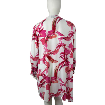 Bold Flower Print Hi-Lo Hem Tunic Blouse - Size 20
