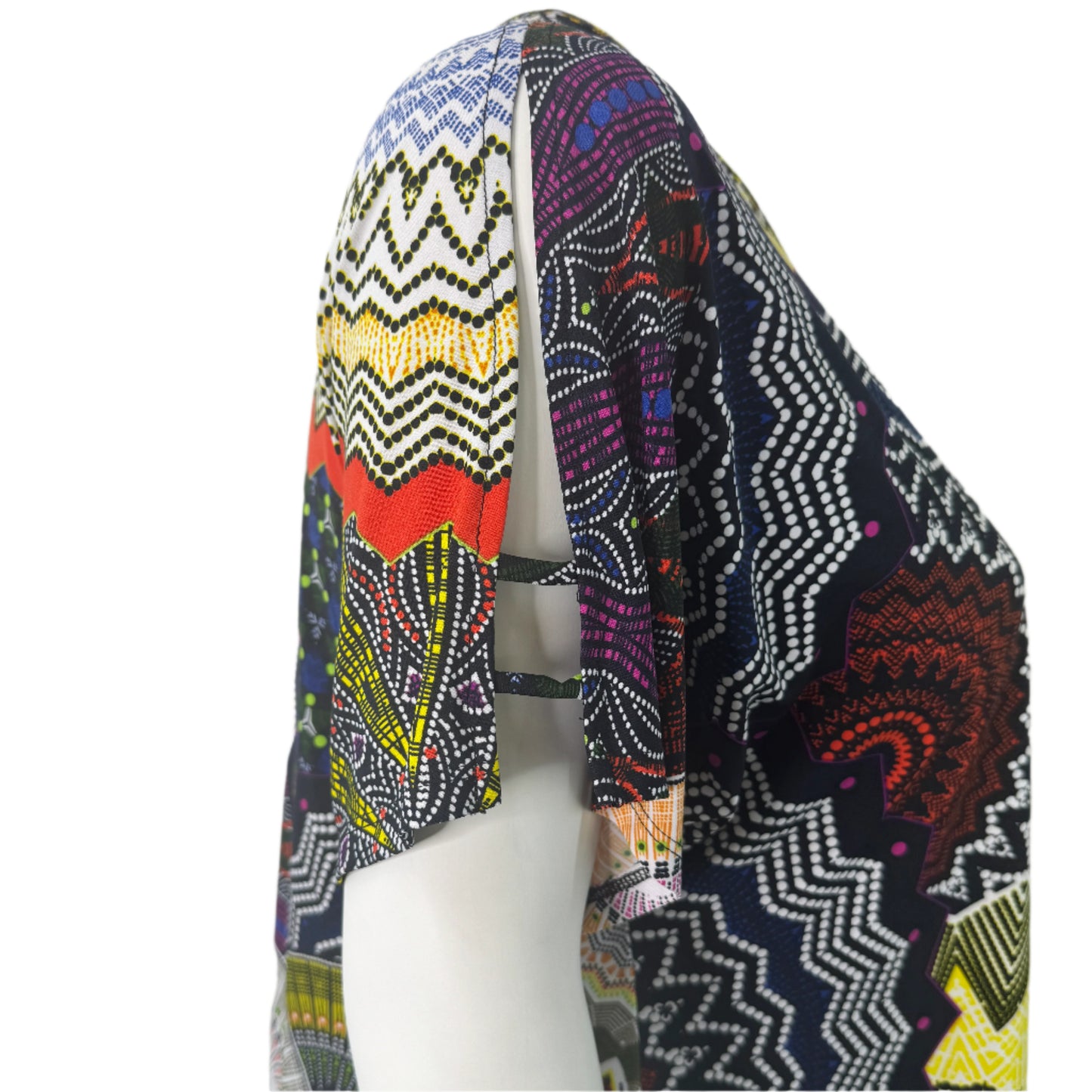 Taking Shape Asymmetric Mesh Hem Print Tunic - Size 18