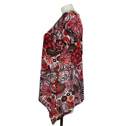 Taking Shape Stretch Knit Printed Top with Button Detail Size 16