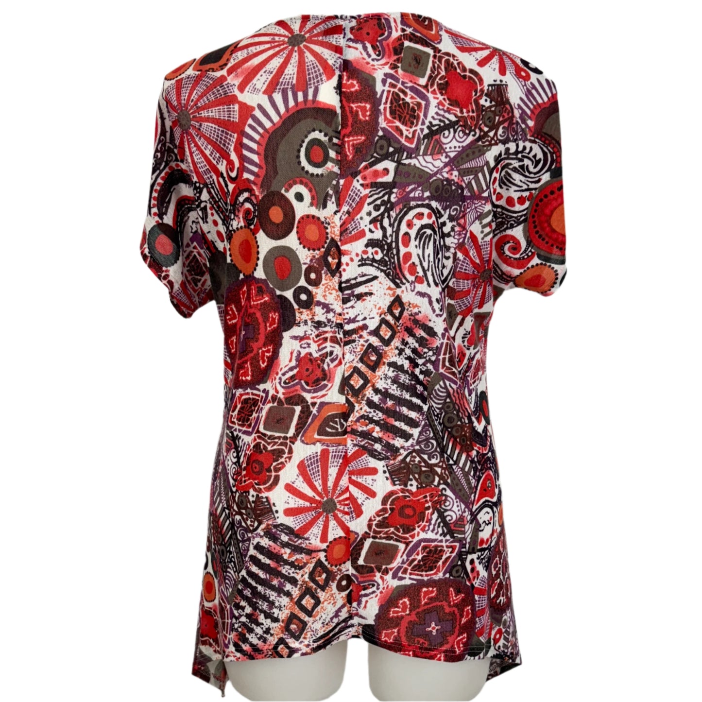 Taking Shape Stretch Knit Printed Top with Button Detail Size 16