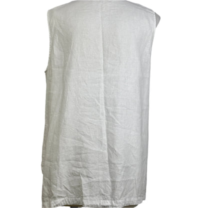 Virtuelle 100% White Linen Sleeveless Top Size 20