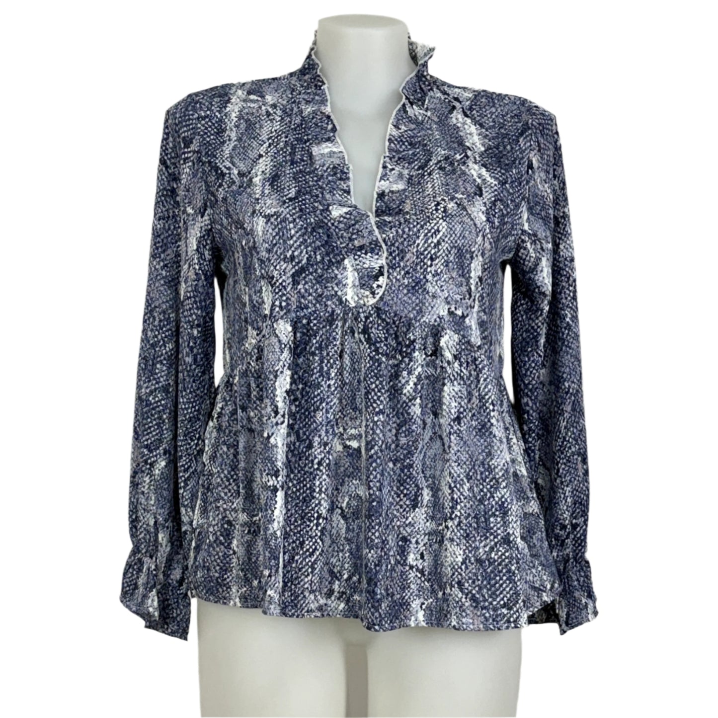 Serafina Snake Print Ruffle Blouse Size 16