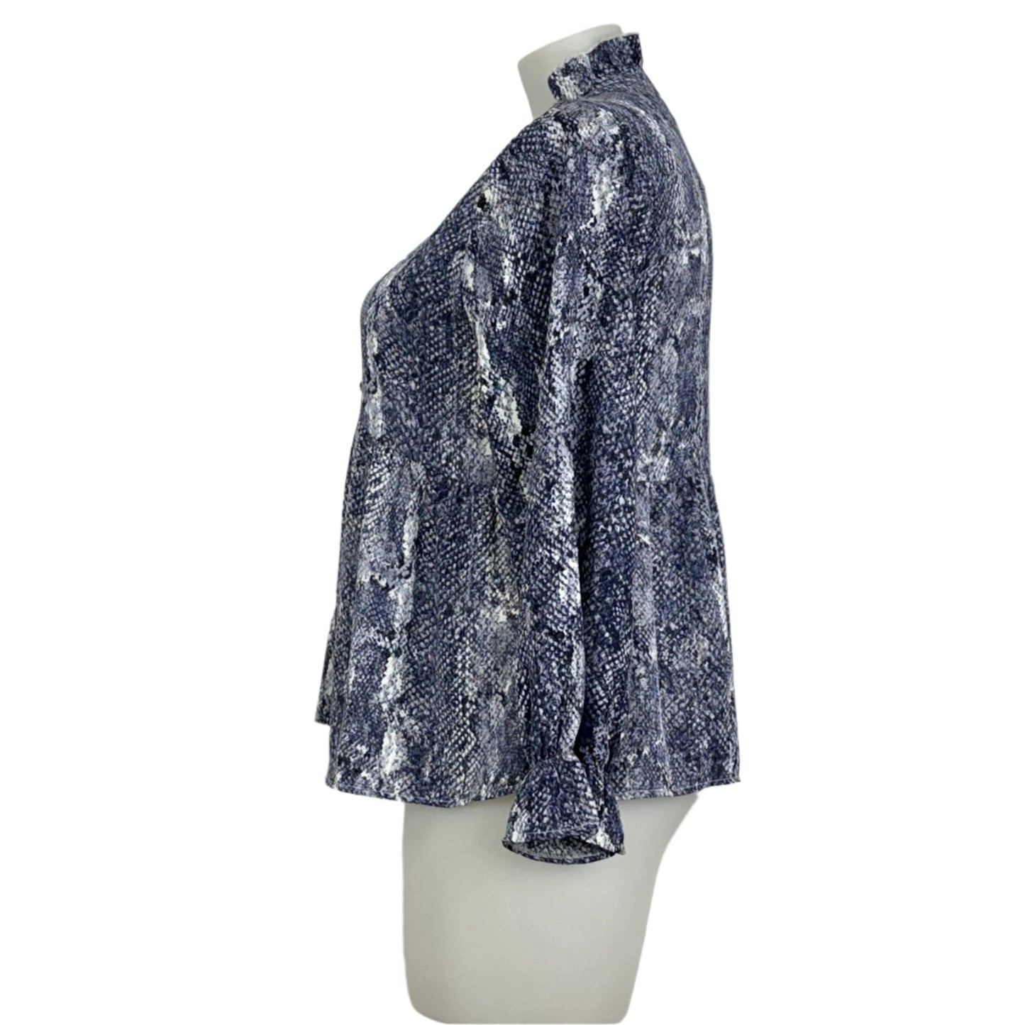 Serafina Snake Print Ruffle V-Neck Blouse Size 16
