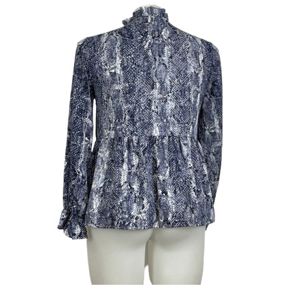 Serafina Snake Print Ruffle Blouse Size 16