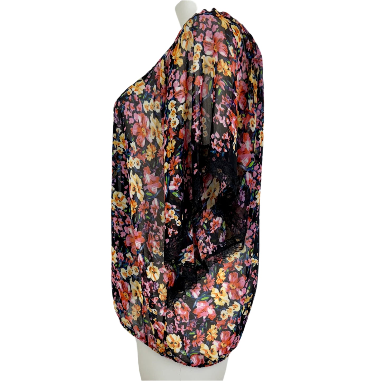 City Chic Sheer Floral Print Flutter Top Size 18