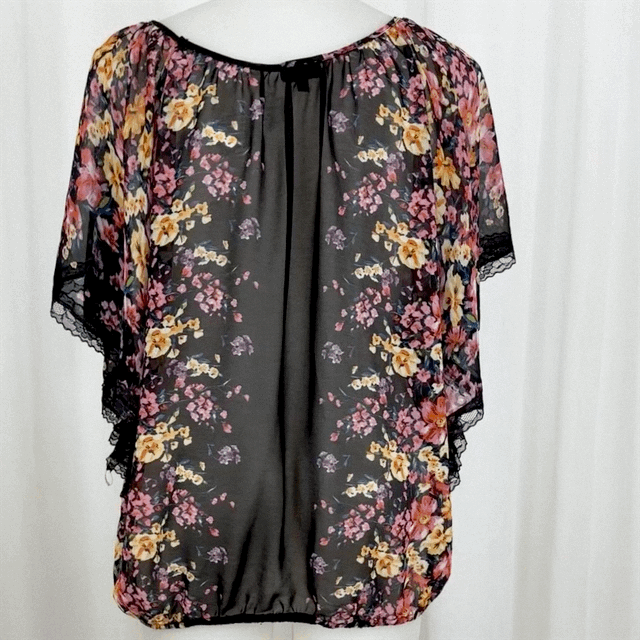 City Chic Sheer Floral Print Flutter Top Size 18