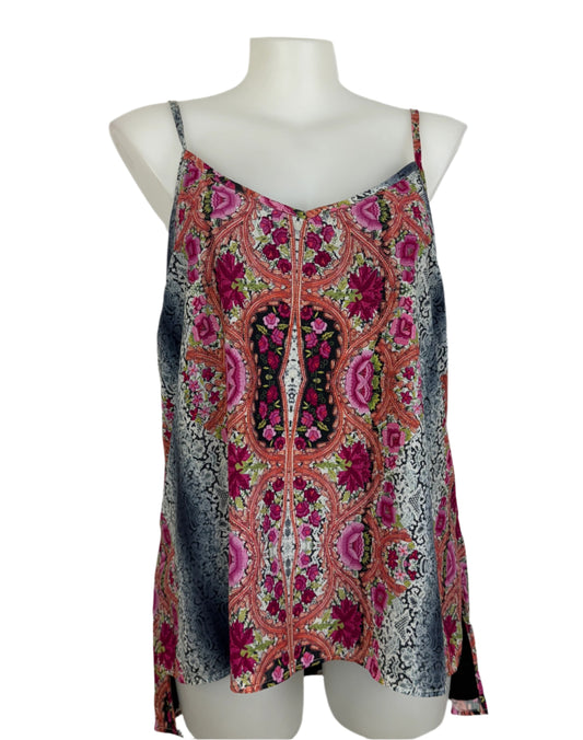 City Chic Fully Lined Filigree Floral Print Adjustable Strap Tank Size 18