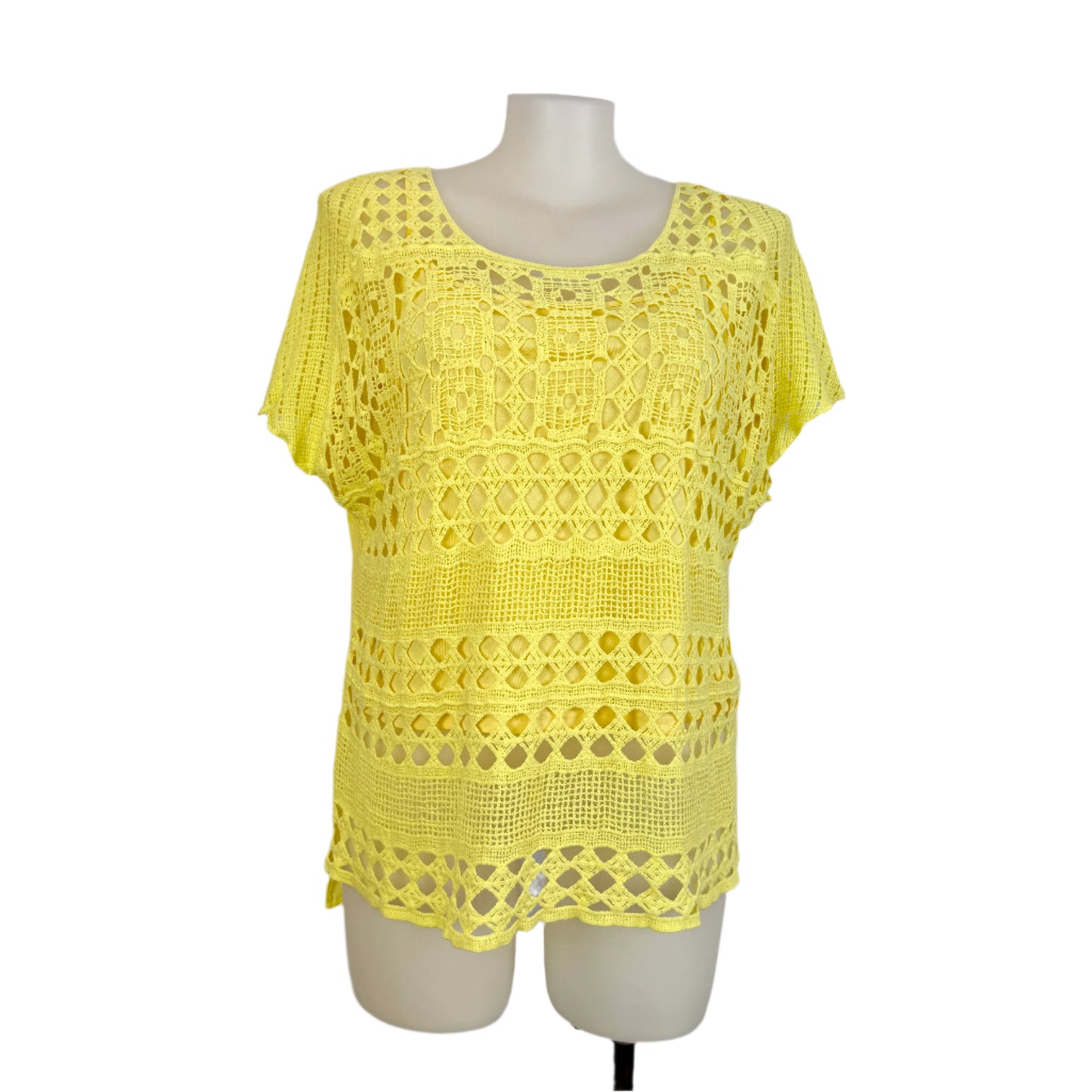Katies Yellow Two-Piece Singlet with Macramé Overlay Size 20