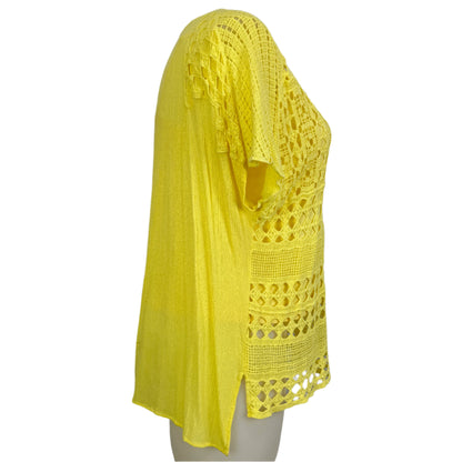 Katies Yellow Two-Piece Singlet with Macramé Overlay Size 20