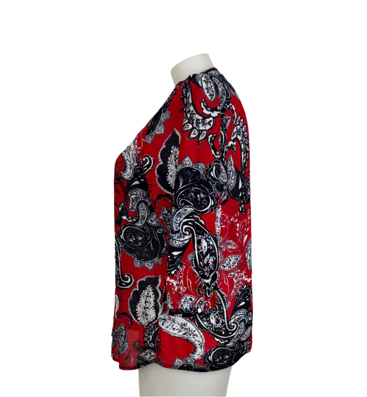 Yarra Trail 7/8 Sleeve Filigree Print Cotton Top Size 18