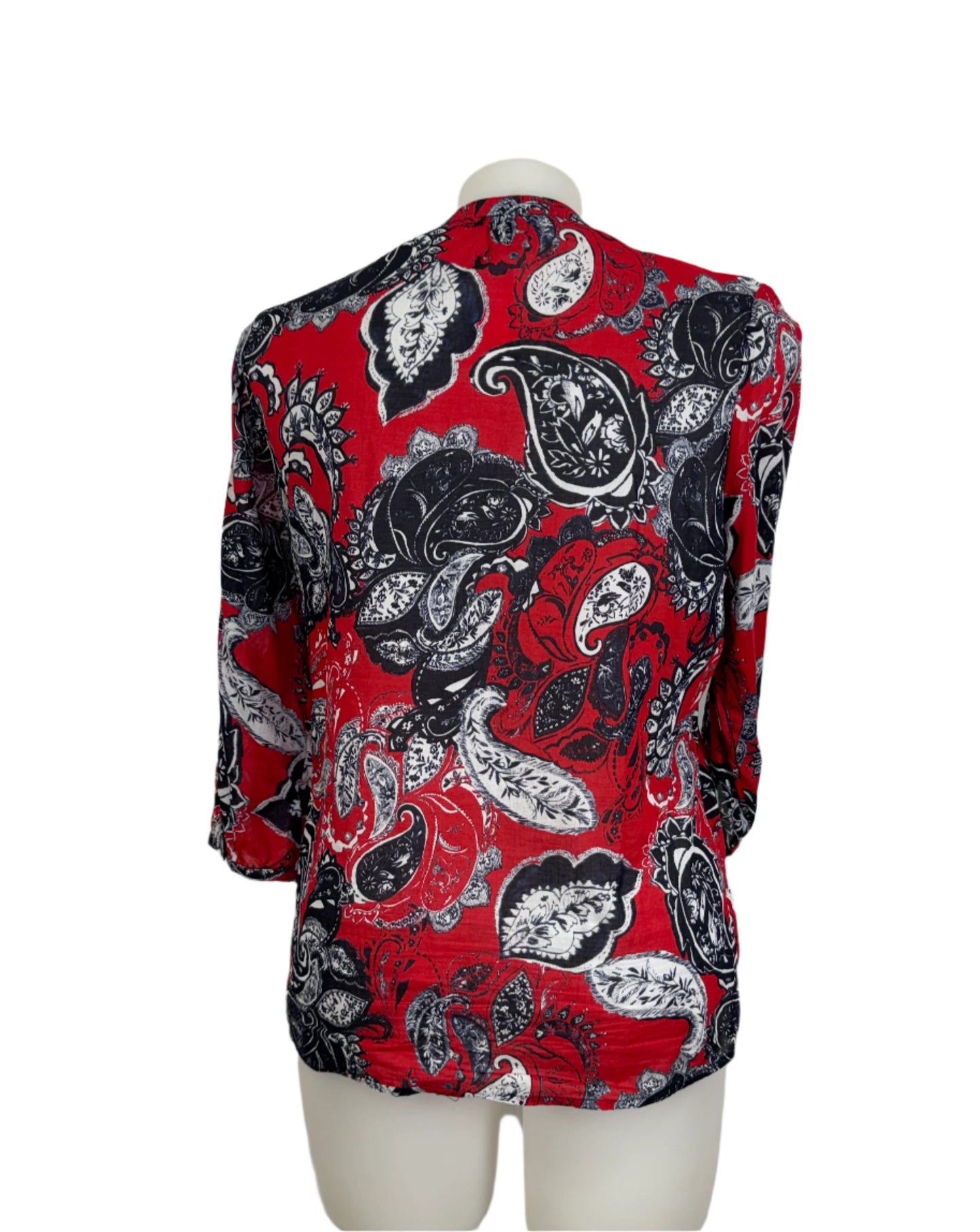 Yarra Trail 7/8 Sleeve Filigree Print Cotton Top Size 18